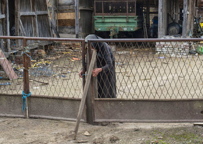 View of monkey in cage at zoo