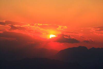 Scenic view of dramatic sky during sunset