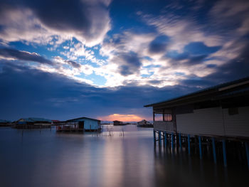 Scenic view of sea against sky at sunset