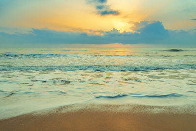 Scenic view of sea against sky during sunset