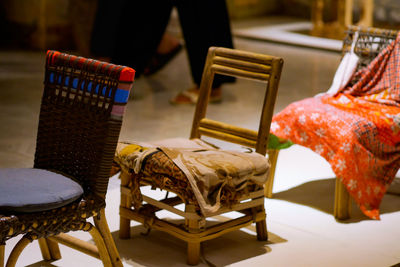 Small wicker chairs on floor