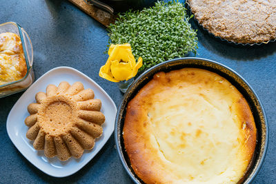 High angle view of food on table