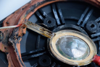 Close-up of old rusty car