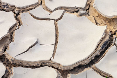 High angle view of snow on land