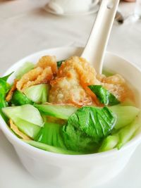 High angle view of meal served in bowl