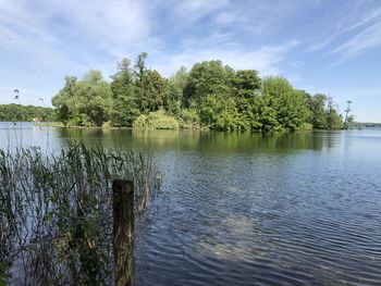 Scenic view of lake against sky