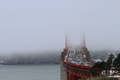 Panoramic view of bay bridge against sky