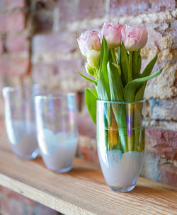 Close-up of glass vase on table