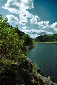 Scenic view of lake against sky