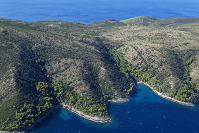 High angle view of land and sea