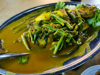 High angle view of food in bowl