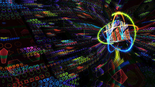 Digital composite image of light painting at night
