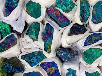 Full frame shot of colorful wrapped rocks