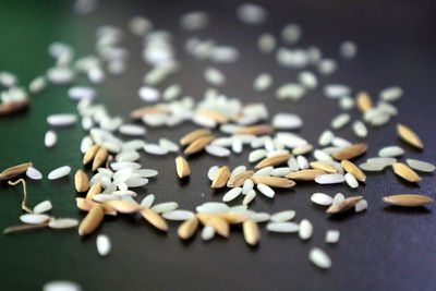 High angle view of coffee beans on table