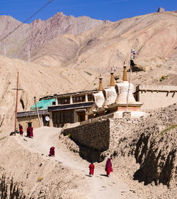 Construction site by mountain