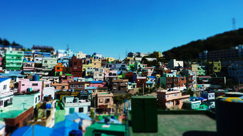 Tilt-shift image of buildings at village