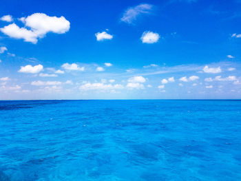 Scenic view of sea against blue sky