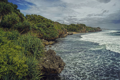 Scenic view of beach against sky