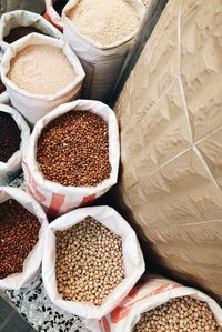 High angle view of spices in market