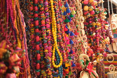 Close-up of multi colored for sale at market stall