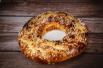 Close-up of donut on table