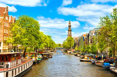 Canal passing through city buildings