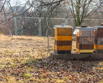 Yellow hut on field during autumn