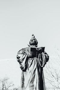 Low angle view of statue against clear sky