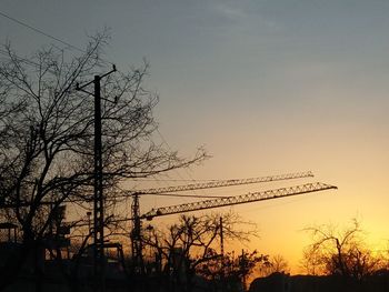 Low angle view of silhouette bare tree against clear sky