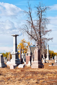 View of cemetery against sky