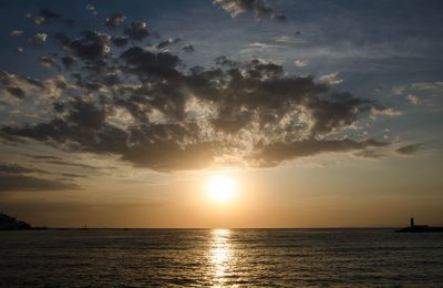 Scenic view of sea at sunset