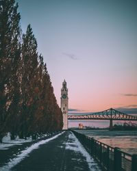 View of bridge over river during winter