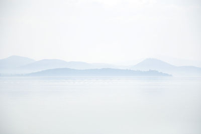 Scenic view of lake against clear sky