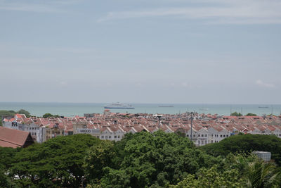 High angle view of townscape against sky