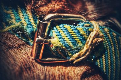 Close-up of ropes on table