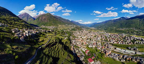 Panoramic shot of townscape against sky