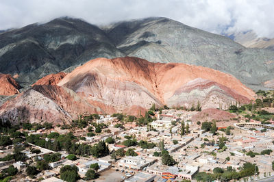 Aerial view of mountains against sky