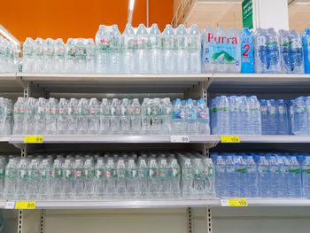 Row of bottles in store