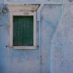 Closed door of window on wall