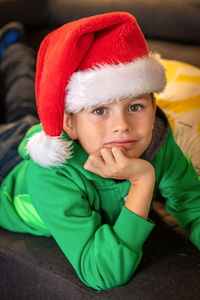 Portrait of cute boy wearing hat