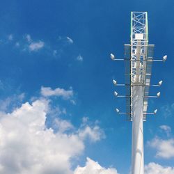 Low angle view of billboard against sky