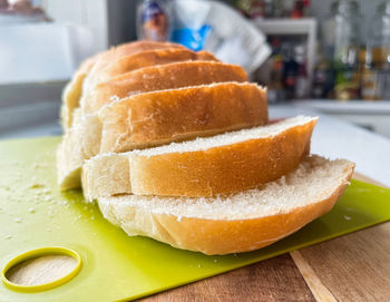 Close-up of bread on cutting board