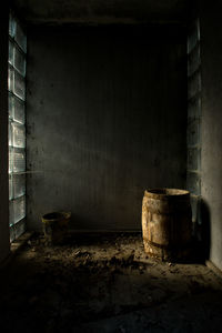 Barrel in abandoned room