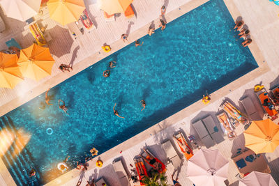 High angle view of people on beach