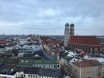 High angle view of townscape against sky
