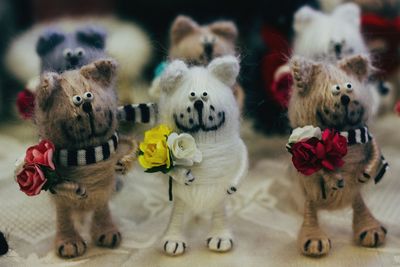 Close-up of stuffed toys for sale in shop