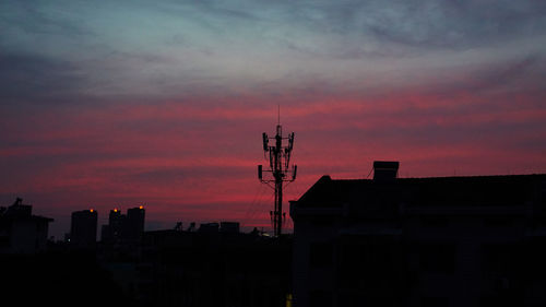 Silhouette of buildings against sky during sunset