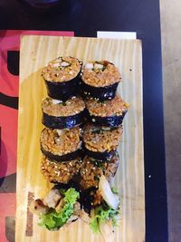 High angle view of food on table