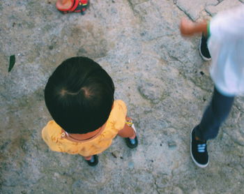 High angle view of people in toy