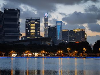 Illuminated city at night